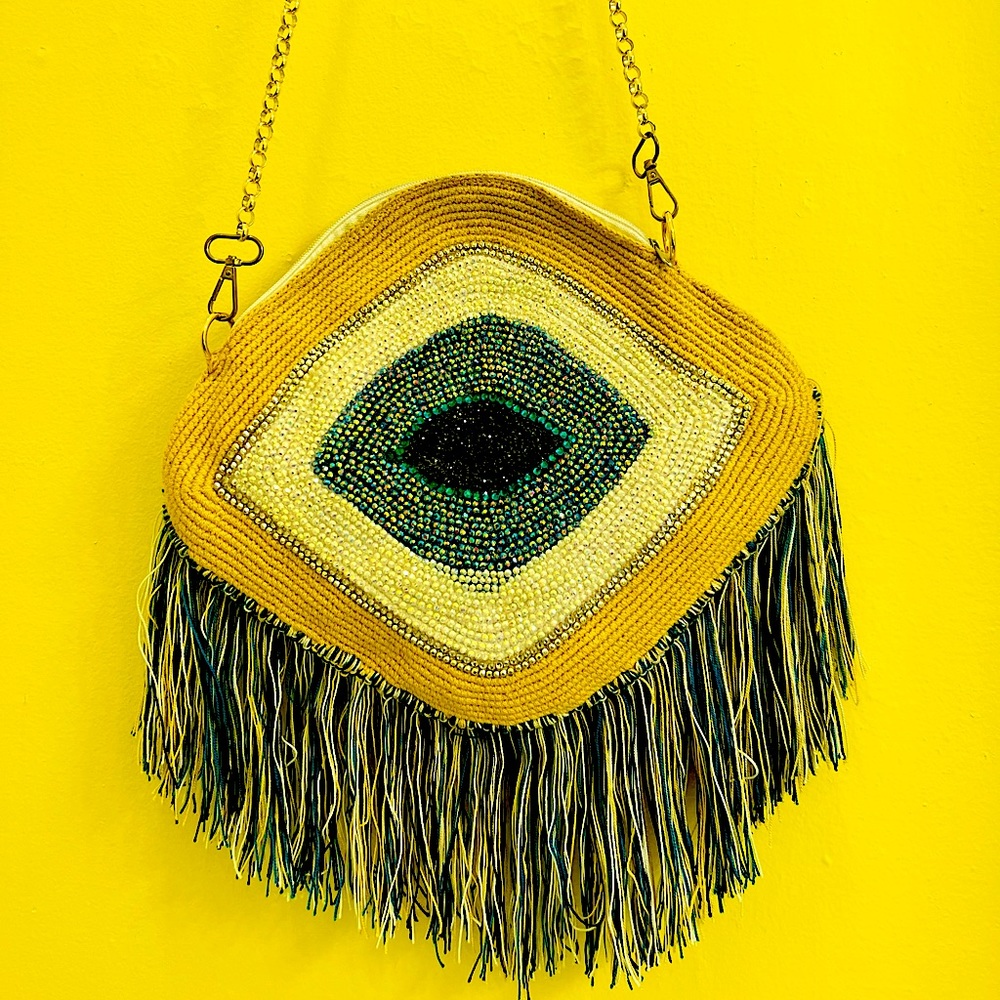 handmade evil eye bag/ purse